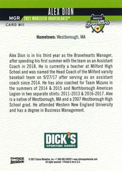 2021 Choice Worcester Bravehearts #11 Alex Dion Back