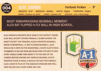 2021 Portland Pickles #004 Alex Giroux Back