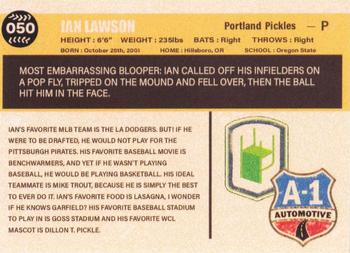 2021 Portland Pickles #050 Ian Lawson Back