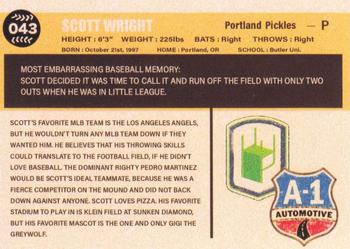 2021 Portland Pickles #043 Scott Wright Back