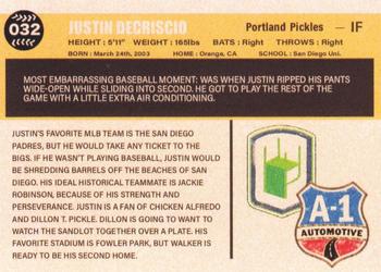 2021 Portland Pickles #032 Justin DeCriscio Back