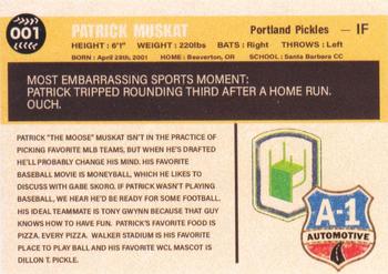 2021 Portland Pickles #001 Patrick Muskat Back