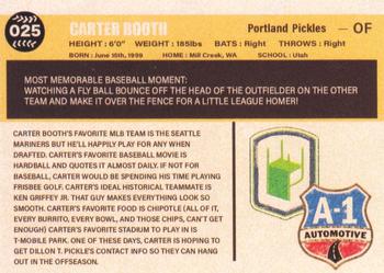 2021 Portland Pickles #025 Carter Booth Back