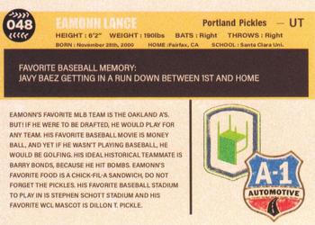 2021 Portland Pickles #048 Eamonn Lance Back