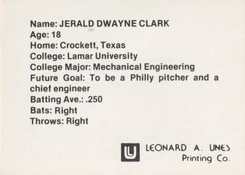 1982 Peoria Pacers #NNO Jerald Clark Back