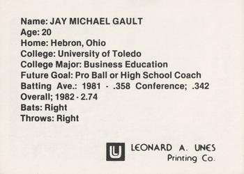 1982 Peoria Pacers #NNO Jay Gault Back