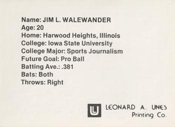 1982 Peoria Pacers #NNO Jim Walewander Back