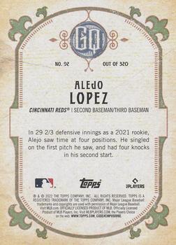 2022 Topps Gypsy Queen - Green #92 Alejo Lopez Back