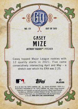 2022 Topps Gypsy Queen - Green #171 Casey Mize Back