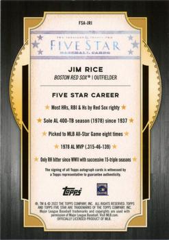 2022 Topps Five Star #FSA-JRI Jim Rice Back