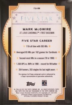2022 Topps Five Star #FSA-MM Mark McGwire Back