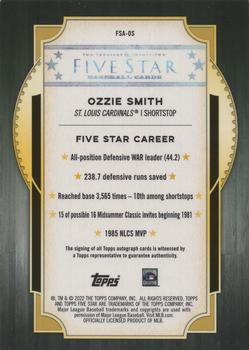 2022 Topps Five Star #FSA-OS Ozzie Smith Back