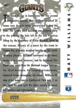 1993 Upper Deck - Home Run Heroes #HR21 Matt Williams Back