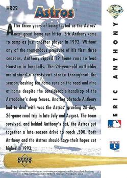 1993 Upper Deck - Home Run Heroes #HR22 Eric Anthony Back