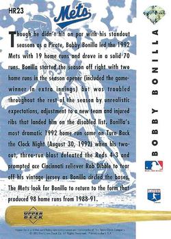 1993 Upper Deck - Home Run Heroes #HR23 Bobby Bonilla Back