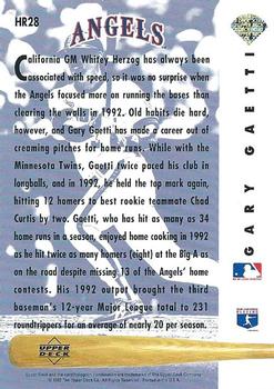 1993 Upper Deck - Home Run Heroes #HR28 Gary Gaetti Back