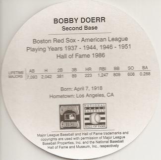 2003 Cadaco Hall of Fame Edition #NNO Bobby Doerr Back