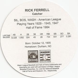 2003 Cadaco Hall of Fame Edition #NNO Rick Ferrell Back
