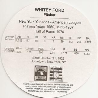 2003 Cadaco Hall of Fame Edition #NNO Whitey Ford Back