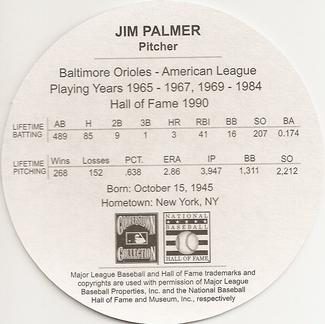 2003 Cadaco Hall of Fame Edition #NNO Jim Palmer Back