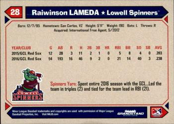 2017 Grandstand Lowell Spinners #NNO Raiwinson Lameda Back