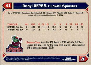 2017 Grandstand Lowell Spinners #NNO Denyi Reyes Back