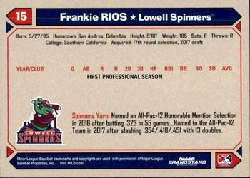 2017 Grandstand Lowell Spinners #NNO Frankie Rios Back