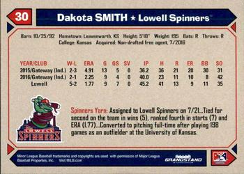 2017 Grandstand Lowell Spinners #NNO Dakota Smith Back