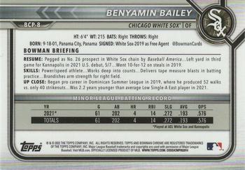 2022 Bowman - Chrome Prospects Mojo Refractor #BCP-8 Benyamin Bailey Back