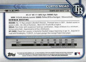 2022 Bowman - Chrome Prospects Mojo Refractor #BCP-10 Curtis Mead Back