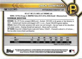 2022 Bowman - Chrome Prospects Mojo Refractor #BCP-84 Jack Suwinski Back