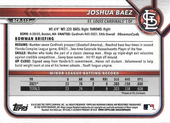 2022 Bowman - Chrome Prospects Mojo Refractor #BCP-112 Joshua Baez Back