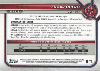 2022 Bowman - Chrome Prospects Mojo Refractor #BCP-123 Edgar Quero Back