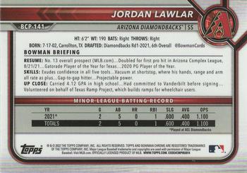 2022 Bowman - Chrome Prospects Mojo Refractor #BCP-141 Jordan Lawlar Back
