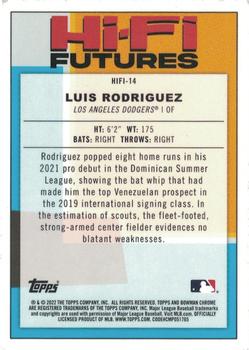 2022 Bowman - Hi-Fi Futures Mojo Red Refractor #HIFI-14 Luis Rodriguez Back