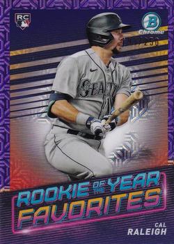 2022 Bowman - Rookie of the Year Favorites Mojo Purple Refractor #ROYF-7 Cal Raleigh Front