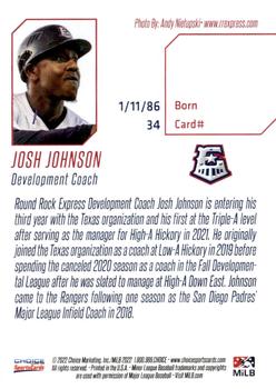 2022 Choice Round Rock Express SGA #34 Josh Johnson Back
