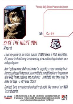2022 Choice Round Rock Express SGA #39 Sage the Night Owl Back