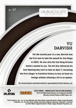 2022 Panini Immaculate #57 Yu Darvish Back