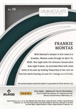 2022 Panini Immaculate #98 Frankie Montas Back