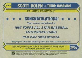 2022 Topps - 1987 Topps Baseball 35th Anniversary All-Stars Autographs #87ASA-SR Scott Rolen Back