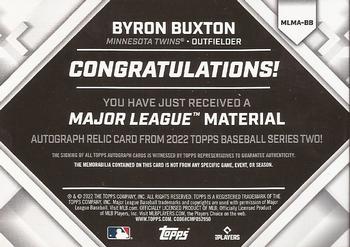 2022 Topps - Major League Material Autographs (Series Two) #MLMA-BB Byron Buxton Back