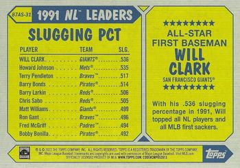 2022 Topps - 1987 Topps Baseball 35th Anniversary All-Stars #87AS-31 Will Clark Back