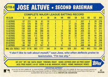 2022 Topps - 1987 Topps Baseball 35th Anniversary (Series Two) #87TB-6 Jose Altuve Back