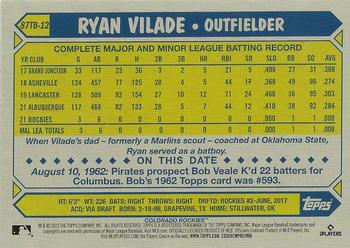 2022 Topps - 1987 Topps Baseball 35th Anniversary (Series Two) #87TB-12 Ryan Vilade Back
