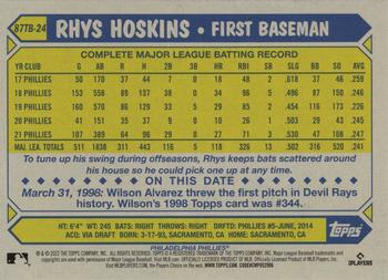 2022 Topps - 1987 Topps Baseball 35th Anniversary (Series Two) #87TB-24 Rhys Hoskins Back