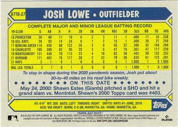 2022 Topps - 1987 Topps Baseball 35th Anniversary (Series Two) #87TB-27 Josh Lowe Back