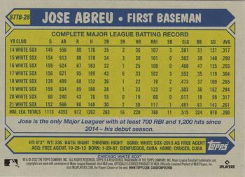 2022 Topps - 1987 Topps Baseball 35th Anniversary (Series Two) #87TB-28 Jose Abreu Back