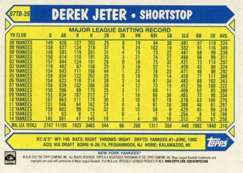 2022 Topps - 1987 Topps Baseball 35th Anniversary (Series Two) #87TB-35 Derek Jeter Back