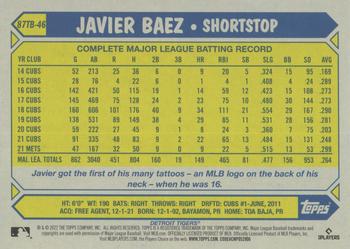 2022 Topps - 1987 Topps Baseball 35th Anniversary (Series Two) #87TB-46 Javier Baez Back